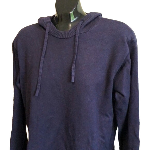 Navy Blue Knit Sweater With Hood, Size S - Picture 2 of 7
